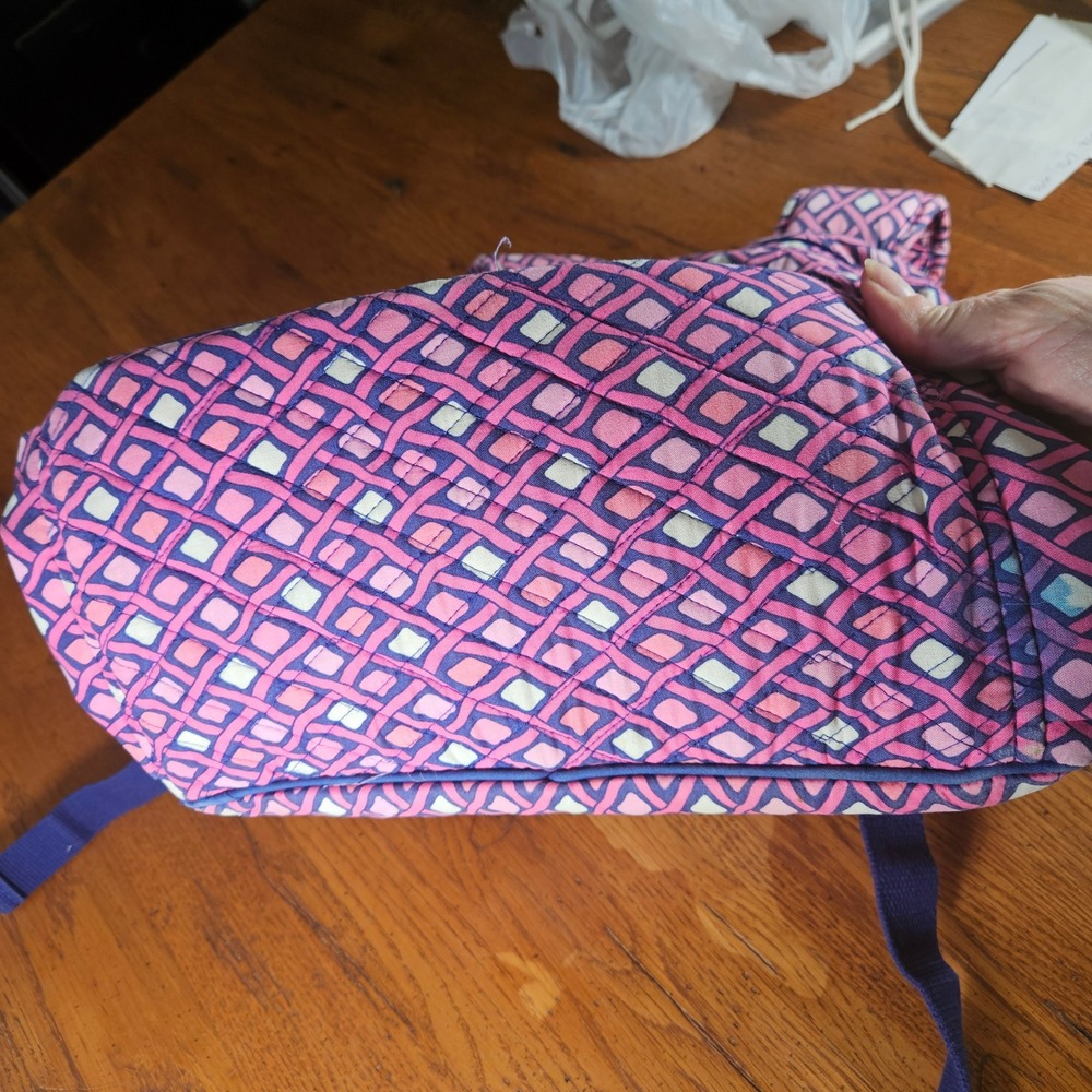 Vera Bradley‎ Backpack Katalina Pink Diamonds Campus Laptop Book Bag Pink Blue - Picture 9 of 13